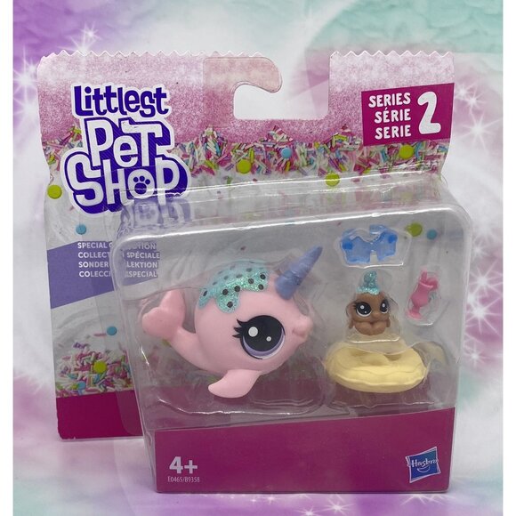 Littlest Pet Shop NIB 2-48 Ambrosia Narwhalz & 2-49 Cannoli Crabbley New Sealed - Picture 1 of 2